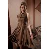 image:imageScarlet Darkness Renaissance Steampunk Dress Lace Up High Low Dress Pirate Gothic CostumeBrown