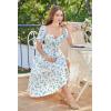 image:imageScarlet Darkness Womens Floral Corset Dress with Split 2026 Summer Spring Square Neck Midi Milkmaid Dresses White Blue Floral M