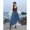 image:imageScarlet Darkness Womens Renaissance Maxi Skirt Medieval Plus Size Double Layered Long Victorian Pirate Costume SkirtsDenim Blue