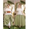 image:imageScarlet Darkness Womens Renaissance Maxi Skirt Medieval Plus Size Double Layered Long Victorian Pirate Costume SkirtsOlive Green
