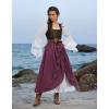 image:imageScarlet Darkness Womens Renaissance Maxi Skirt Medieval Plus Size Double Layered Long Victorian Pirate Costume SkirtsPurplish Red