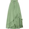 image:imageScarlet Darkness Renaissance Midi Skirt Asymmetrical Ruffle Summer Flowy SkirtsPastel Green