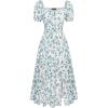 image:imageScarlet Darkness Womens Floral Corset Dress with Split 2026 Summer Spring Square Neck Midi Milkmaid Dresses White Blue Floral M
