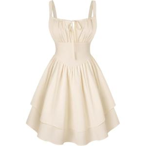 image:imageScarlet Darkness Corset Mini Dress for Women Teens 2026 Summer Ruffle Sundress Graduation Homecoming DressesBeige