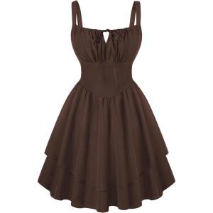 image:imageScarlet Darkness Corset Mini Dress for Women Teens 2026 Summer Ruffle Sundress Graduation Homecoming DressesChocolate