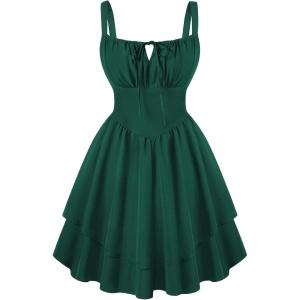 image:imageScarlet Darkness Corset Mini Dress for Women Teens 2026 Summer Ruffle Sundress Graduation Homecoming DressesDark Green