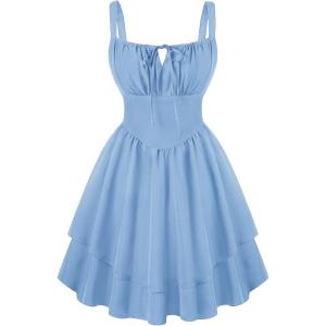 image:imageScarlet Darkness Corset Mini Dress for Women Teens 2026 Summer Ruffle Sundress Graduation Homecoming DressesLight Blue