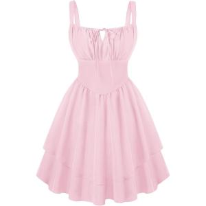 image:imageScarlet Darkness Corset Mini Dress for Women Teens 2026 Summer Ruffle Sundress Graduation Homecoming DressesLight Pink