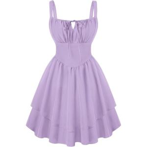 image:imageScarlet Darkness Corset Mini Dress for Women Teens 2026 Summer Ruffle Sundress Graduation Homecoming DressesLight Purple
