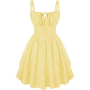 image:imageScarlet Darkness Corset Mini Dress for Women Teens 2026 Summer Ruffle Sundress Graduation Homecoming DressesLight Yellow