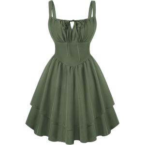 image:imageScarlet Darkness Corset Mini Dress for Women Teens 2026 Summer Ruffle Sundress Graduation Homecoming DressesOlive Green