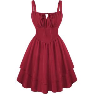 image:imageScarlet Darkness Corset Mini Dress for Women Teens 2026 Summer Ruffle Sundress Graduation Homecoming DressesRed