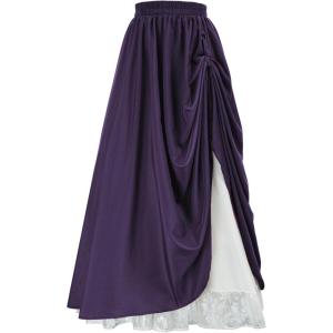 image:imageScarlet Darkness Womens Renaissance Maxi Skirt Medieval Plus Size Double Layered Long Victorian Pirate Costume SkirtsDeep Purple