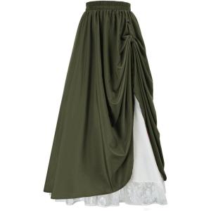 image:imageScarlet Darkness Womens Renaissance Maxi Skirt Medieval Plus Size Double Layered Long Victorian Pirate Costume SkirtsGarden Green