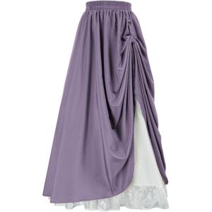 image:imageScarlet Darkness Womens Renaissance Maxi Skirt Medieval Plus Size Double Layered Long Victorian Pirate Costume SkirtsPurple