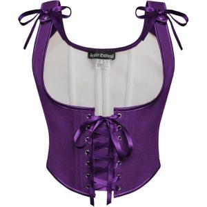 image:imageScarlet Darkness Womens Underbust Corset Top Renaissance Medieval Laceup Boned Fairycore Pirate CorsetsSolid Deep Purple