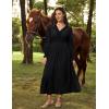 image:imageScarlet Darkness Renaissance Costume Women Peasant V Neck Fall Maxi Dress with Pockets Black M
