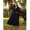 image:imageScarlet Darkness Renaissance Costume Women Peasant V Neck Fall Maxi Dress with Pockets Black M