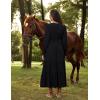 image:imageScarlet Darkness Renaissance Costume Women Peasant V Neck Fall Maxi Dress with Pockets Black M