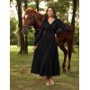 image:imageScarlet Darkness Renaissance Costume Women Peasant V Neck Fall Maxi Dress with Pockets Black M