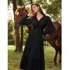 image:imageScarlet Darkness Renaissance Costume Women Peasant V Neck Fall Maxi Dress with Pockets Black M