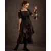 image:imageScarlet Darkness Renaissance Costume Women Steampunk Pirate Corset Dress Medieval Ren Faire Off Shoulder Dress SetBrown