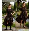 image:imageScarlet Darkness Renaissance Costume Women Steampunk Pirate Corset Dress Medieval Ren Faire Off Shoulder Dress SetBrown