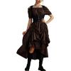 image:imageScarlet Darkness Renaissance Costume Women Steampunk Pirate Corset Dress Medieval Ren Faire Off Shoulder Dress SetBrown