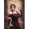 image:imageScarlet Darkness Renaissance Costume Women Steampunk Pirate Corset Dress Medieval Ren Faire Off Shoulder Dress SetWine Red