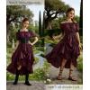image:imageScarlet Darkness Renaissance Costume Women Steampunk Pirate Corset Dress Medieval Ren Faire Off Shoulder Dress SetWine Red