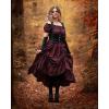 image:imageScarlet Darkness Renaissance Costume Women Steampunk Pirate Corset Dress Medieval Ren Faire Off Shoulder Dress SetWine Red