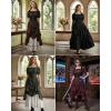 image:imageScarlet Darkness Renaissance Costume Women Steampunk Pirate Corset Dress Medieval Ren Faire Off Shoulder Dress SetWine Red