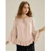 image:imageScarlet Darkness Women Bell Sleeve Tops Ruffle Off Shoulder Casual Loose Renaissance Peasant BlouseAlmond Nude