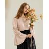 image:imageScarlet Darkness Women Bell Sleeve Tops Ruffle Off Shoulder Casual Loose Renaissance Peasant BlouseAlmond Nude