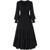 image:imageScarlet Darkness Renaissance Costume Women Peasant V Neck Fall Maxi Dress with Pockets Black M