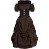 image:imageScarlet Darkness Renaissance Costume Women Steampunk Pirate Corset Dress Medieval Ren Faire Off Shoulder Dress SetBrown