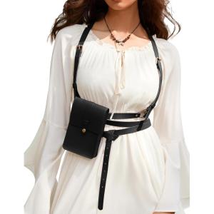 image:imageScarlet Darkness Renaissance Belt Pouch Women Pirate Accessories Body Harness Belt Waist BagBlack