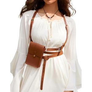 image:imageScarlet Darkness Renaissance Belt Pouch Women Pirate Accessories Body Harness Belt Waist BagBrown