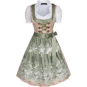 image:imageScarlet Darkness Oktoberfest Outfits Women 3 Pcs Carnival Costumes Bavarian Dirndl DressBeige Green