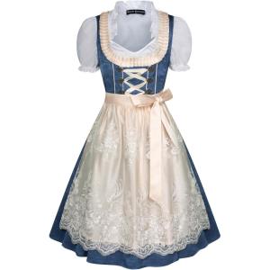 image:imageScarlet Darkness Oktoberfest Outfits Women 3 Pcs Carnival Costumes Bavarian Dirndl DressBlue Gold