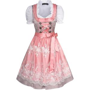 image:imageScarlet Darkness Oktoberfest Outfits Women 3 Pcs Carnival Costumes Bavarian Dirndl DressGray Pink