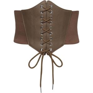 image:imageScarlet Darkness Women Wide Belt Elastic Waist Belt Corset Belts for DressDark Red Coffee
