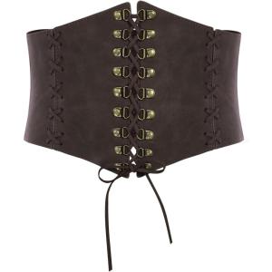 image:imageScarlet Darkness Women Wide Belt Elastic Waist Belt Laceup Corset Belts for DressBrown