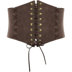 image:imageScarlet Darkness Women Wide Belt Elastic Waist Belt Laceup Corset Belts for DressCoffee