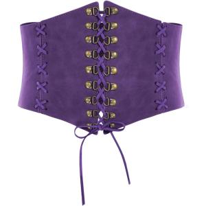 image:imageScarlet Darkness Women Wide Belt Elastic Waist Belt Laceup Corset Belts for DressPurple