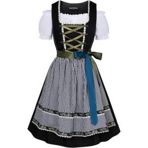 image:imageScarlet Darkness Womens German Dirndl Dress Costumes 3 Pieces for Oktoberfest CarnivalBlack Plaid
