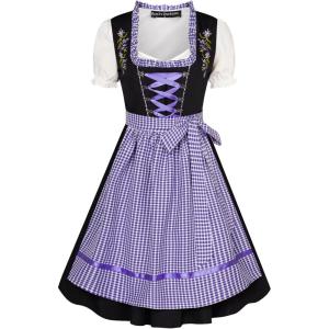 image:imageScarlet Darkness Womens German Dirndl Dress Costumes 3 Pieces for Oktoberfest CarnivalPurple