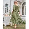 image:imageColonial Pioneer Dress Ruffle Ruched Victorian Dress Square Neck Flowy Long Dress Green XXLarge