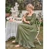 image:imageColonial Pioneer Dress Ruffle Ruched Victorian Dress Square Neck Flowy Long Dress Green XXLarge
