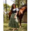 image:imageForest Green Tiered Long Skirt for Women Renaissance Maxi with High Waist and Slit Green L